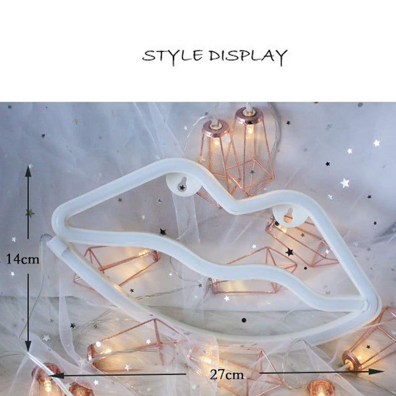 MorTime Cute Neon Signs, LED Neon Light for Party Supplies, Girls Room Decoration Accessory, Table Decoration, Children Kids Gifts (Lip Shaped) - Image 2